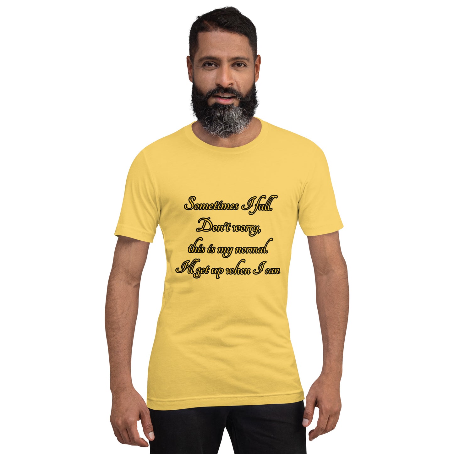 Sometimes I fall Unisex t-shirt Weirdly Sensational Yellow