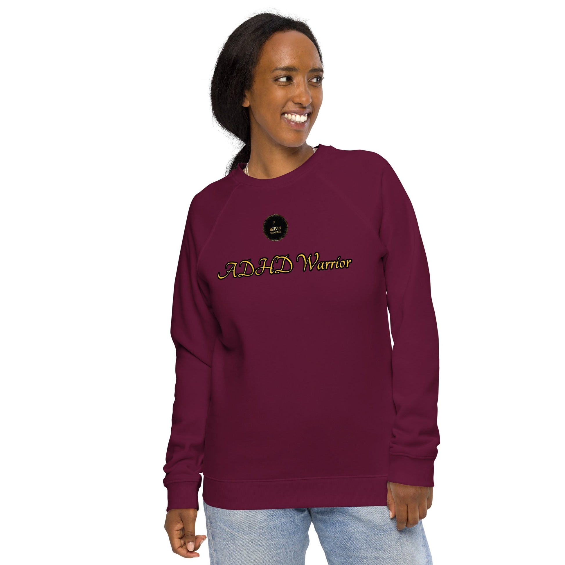 ADHD Warrior Unisex organic raglan sweatshirt - Weirdly Sensational