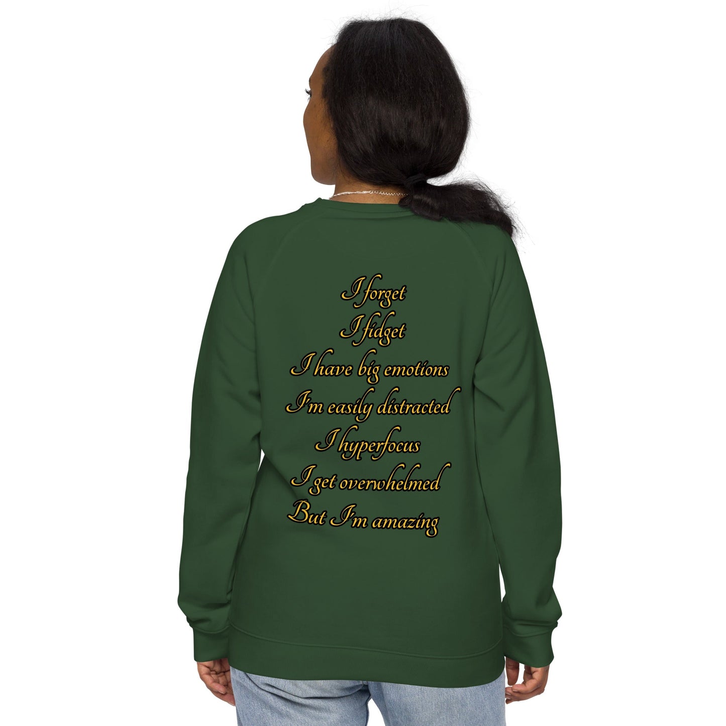 ADHD Warrior Unisex organic raglan sweatshirt - Weirdly Sensational