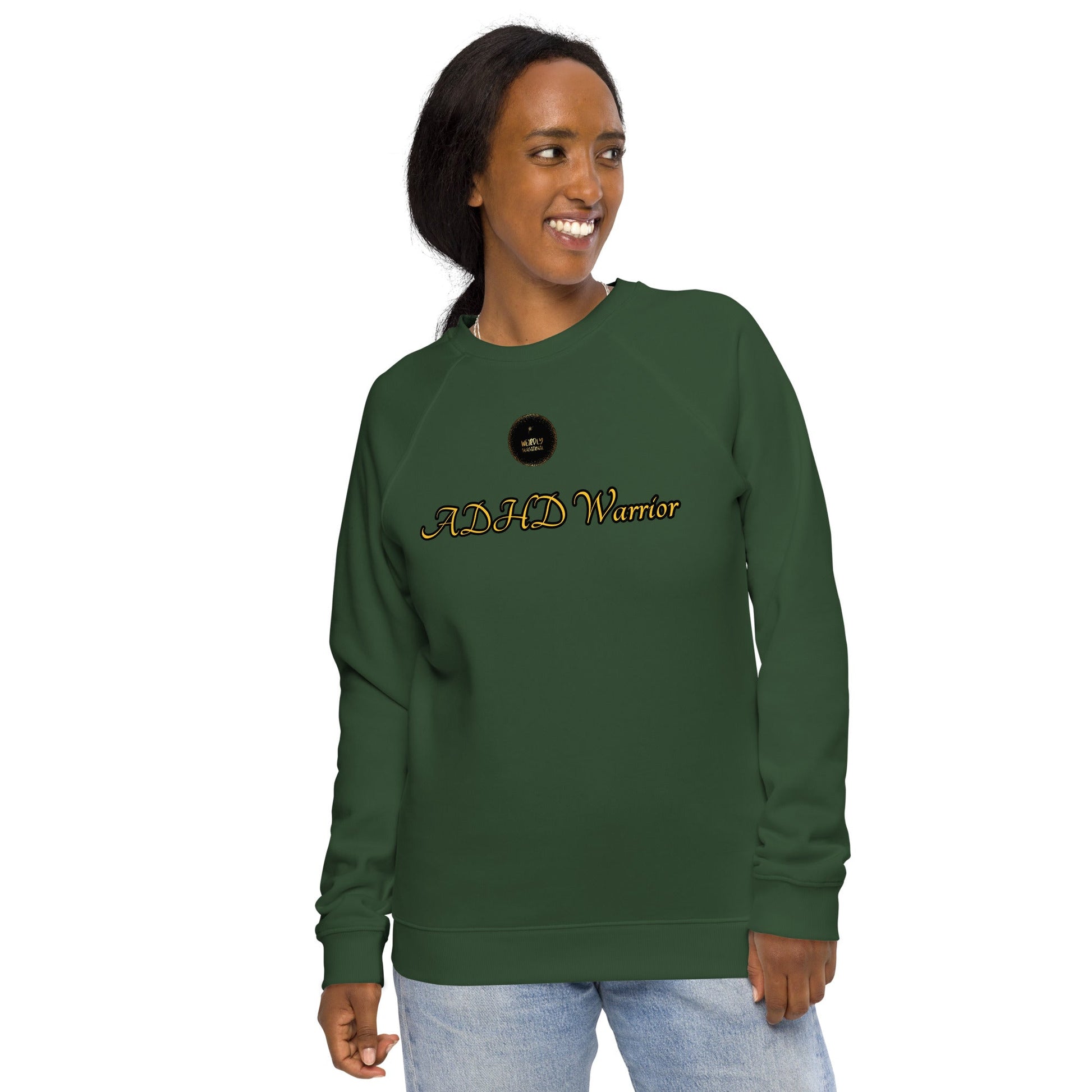 ADHD Warrior Unisex organic raglan sweatshirt - Weirdly Sensational