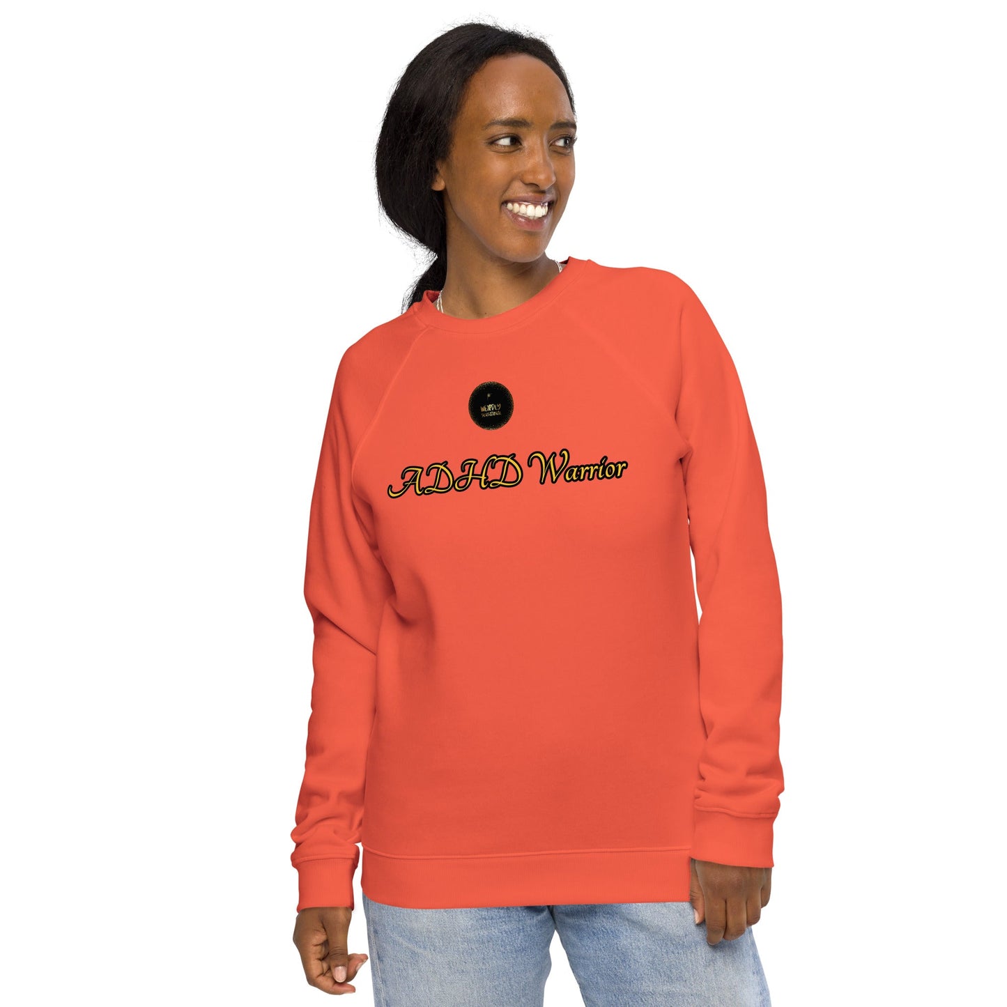 ADHD Warrior Unisex organic raglan sweatshirt - Weirdly Sensational