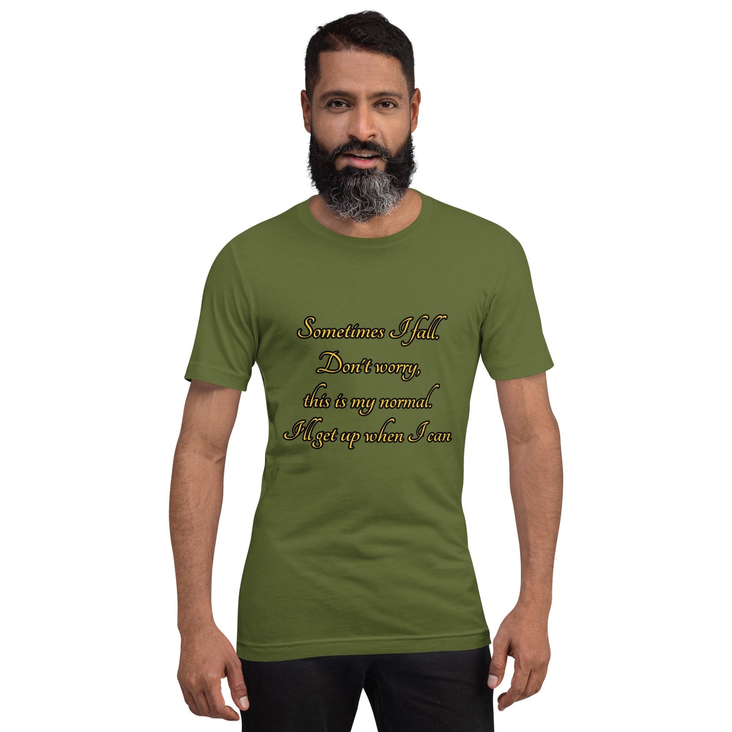 Sometimes I fall Unisex t-shirt Weirdly Sensational Olive